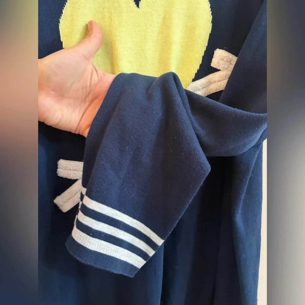 Lisa Todd Heart Throb Navy Lime Green Heart Long Sleeve Cotton Sweater Top
